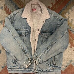 Levi's Light Blue Denim Jacket with White Sherpa